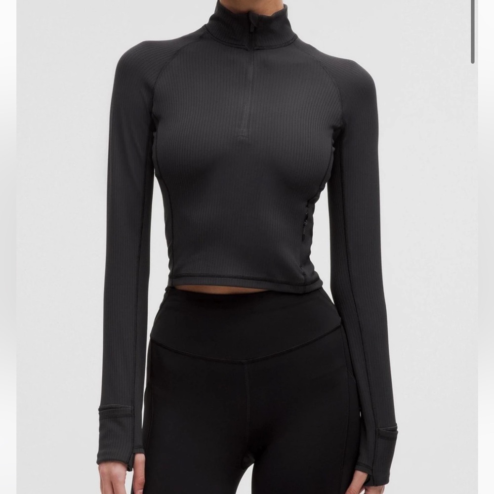 lululemon athletica Black Long Sleeve Half-Zip Ribbed Top